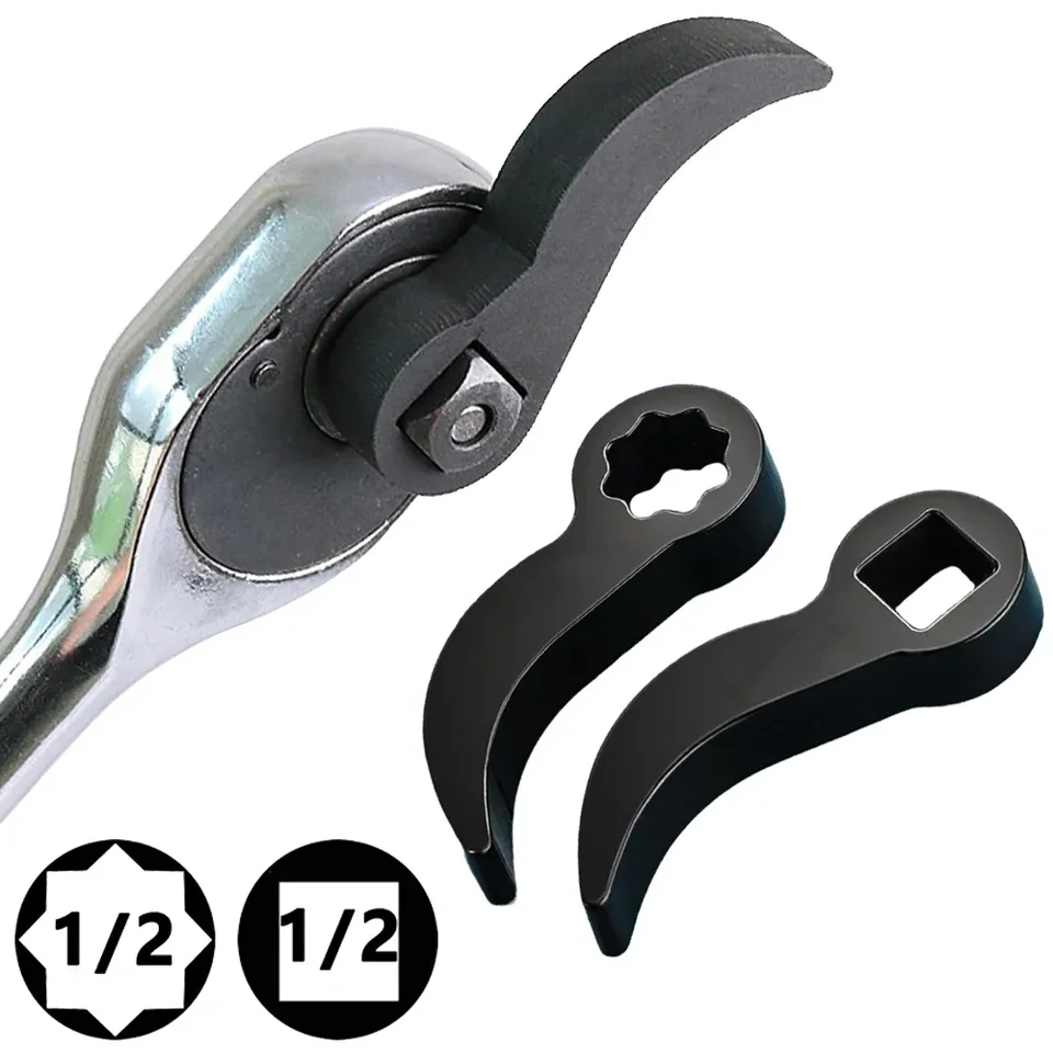 ZKTOOL 6PC Pry Bar Wrench Adaptor Head Kit,Crowbar Adapter Head Tools, The Square Outline Does Not Slip Easily, Includes 1/2\" 3/8\" 1/4\" D 4pt/8pt (Square) Profile