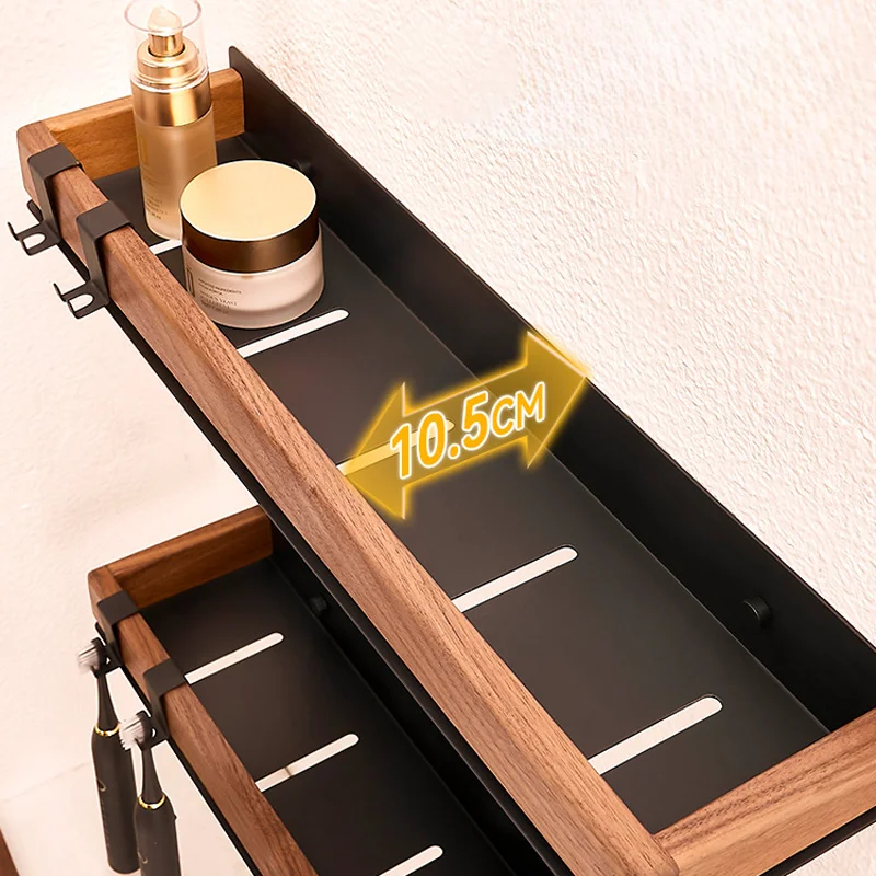 رف مطبخ خشبي أسود تركيب برغي منظم مكياج رف زاوية ع...