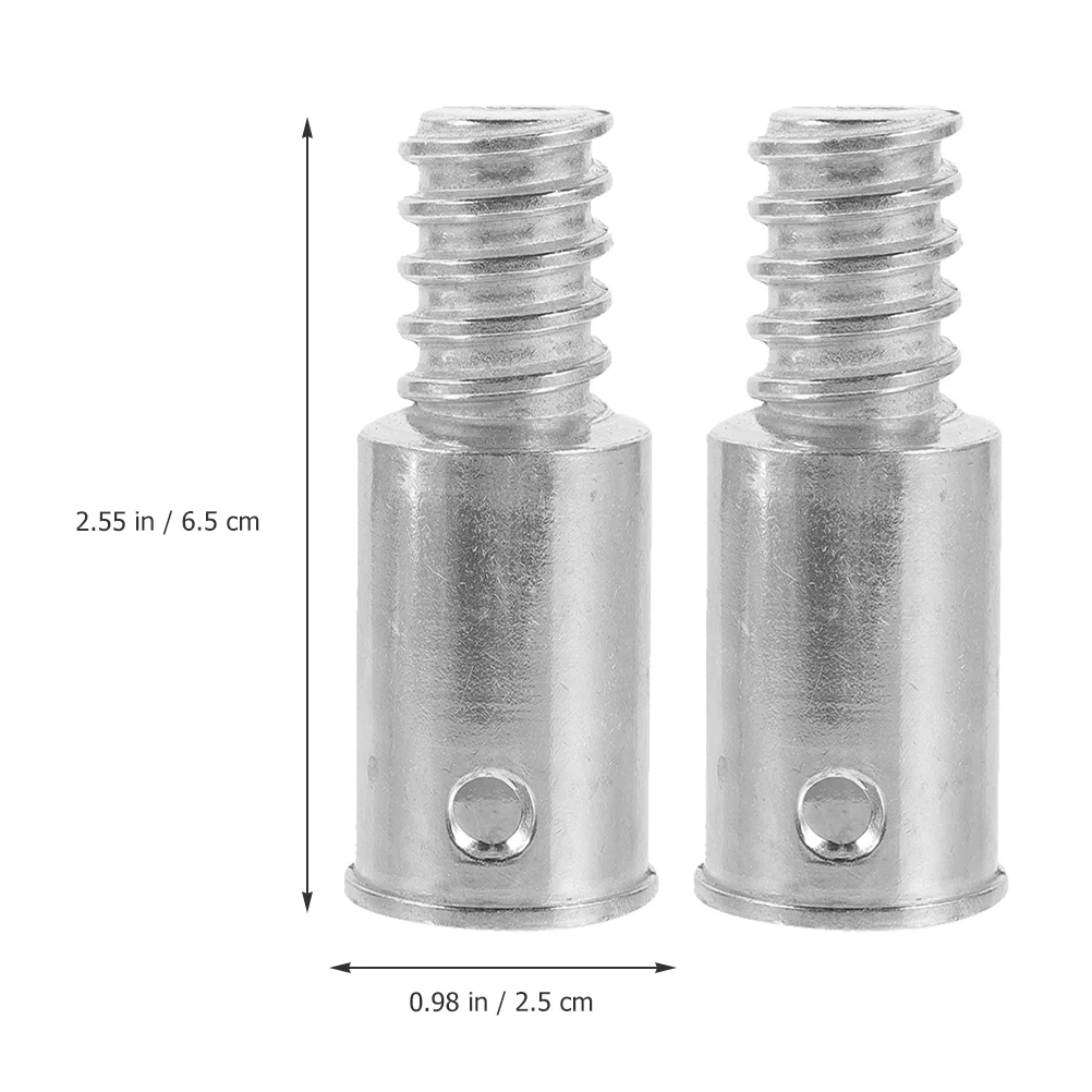 2 Pcs Broom Handle Threaded End Connector Push Mop Heads Extension Pole Adapter Tip Replacement Tips For Metal Poles Telescopic 3