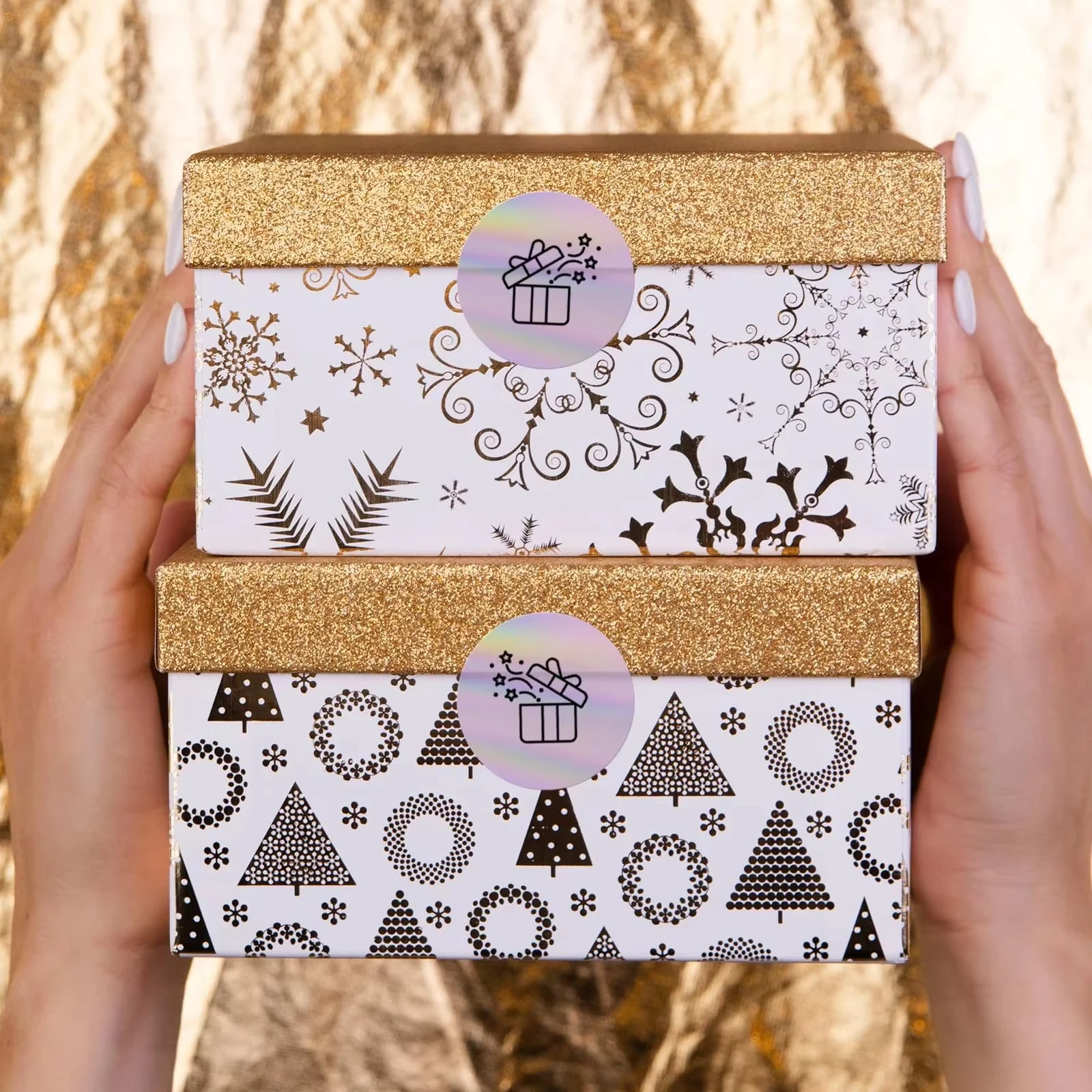 홀로그램 퍼플 레이저 감열 라벨 방수 내구성 접착제 (레이저 프린터용) 고급 브랜딩, 소매 포장 및 선물용