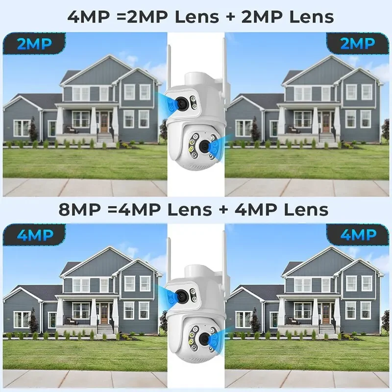 8MP 4K PTZ Wifi Surveillance Camera Dual Lens Dual Screen Ai Human Detect Auto Tracking Night Vision Outdoor ICSee