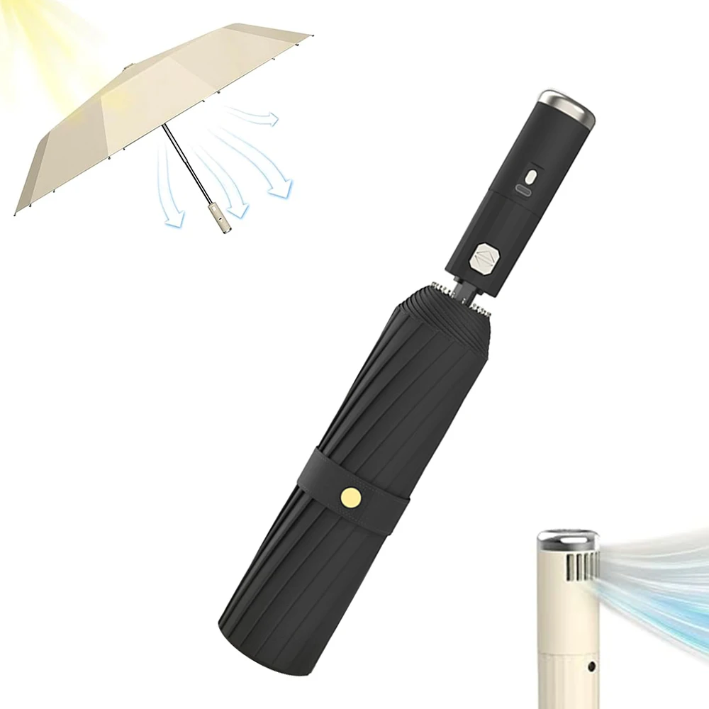 Description Picture 6 of item3 in 1 Sun Protection Umbrella with Fan,USB Rechargeable Automatic Folding UV Umbrella,Portable Sun Travel Umbrella for Travel