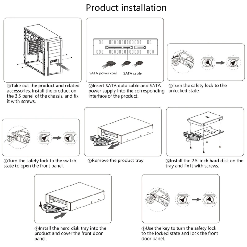 OImaster 4-Bay 2.5 Inch SATA HDD SSD Mobile Rack Internal Enclosure Description Image.