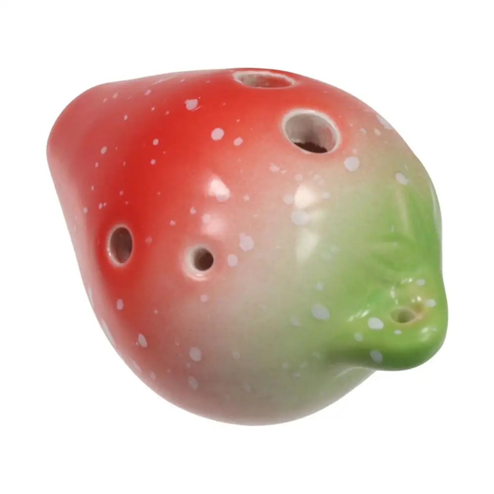 Cute Strawberry Shaped Ocarina C Tone Creative 6 Holes Ceramic Ocarina Gradient Color Portable Kids Musical Instruments Toy