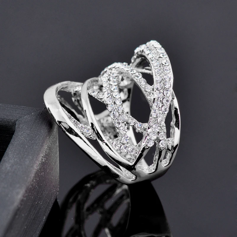Fashion Multi Circles Twisted Wide Rings Mirco Paved Clear CZ Stone Women Jewelry wedding rings,round rings,silver ring,womens ring,finger rings,jewelry rings,ring jewelry,cubic zircon ring