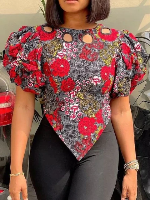 Ada Print Short Puff Sleeve Corset Top