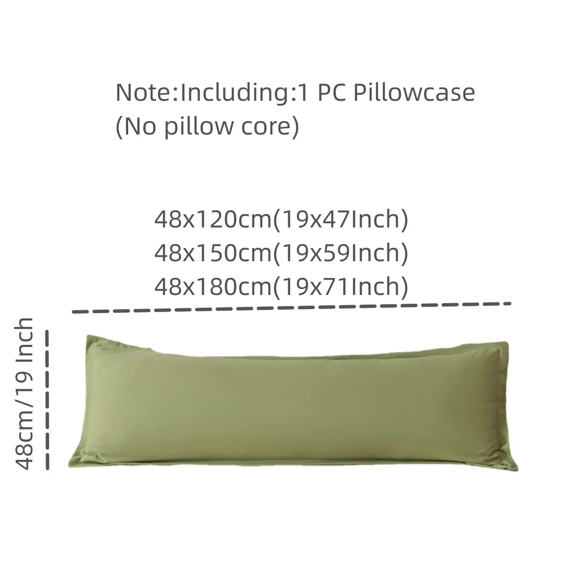 One Piece Double Long Pillowcase Home Couple Pillow Cover Extended Pillowcase (Without Core) 120cm 150cm 180cm 2