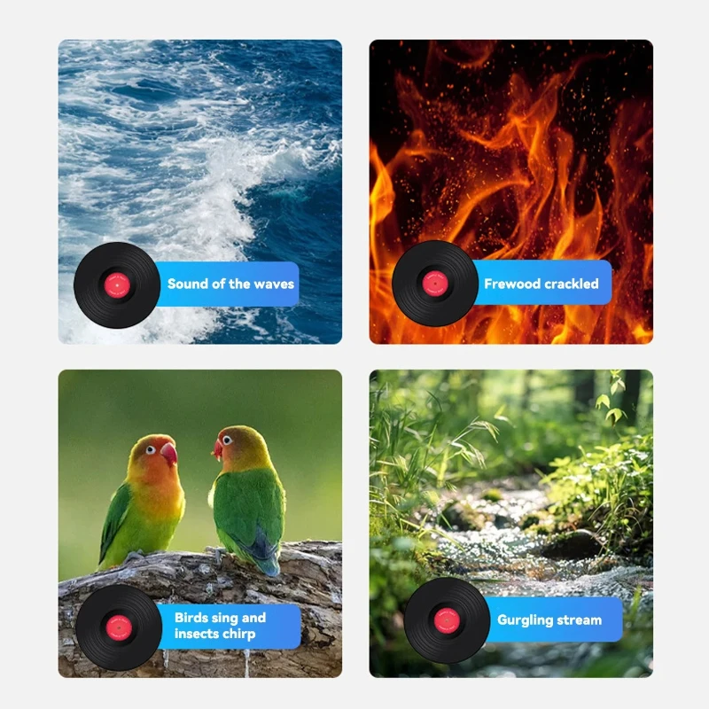 무선 수면 보조 스피커 내장 백색소음 레트로 바이닐 레코드 플레이어 스피커 RGB 무드등 타이머 기능 선물