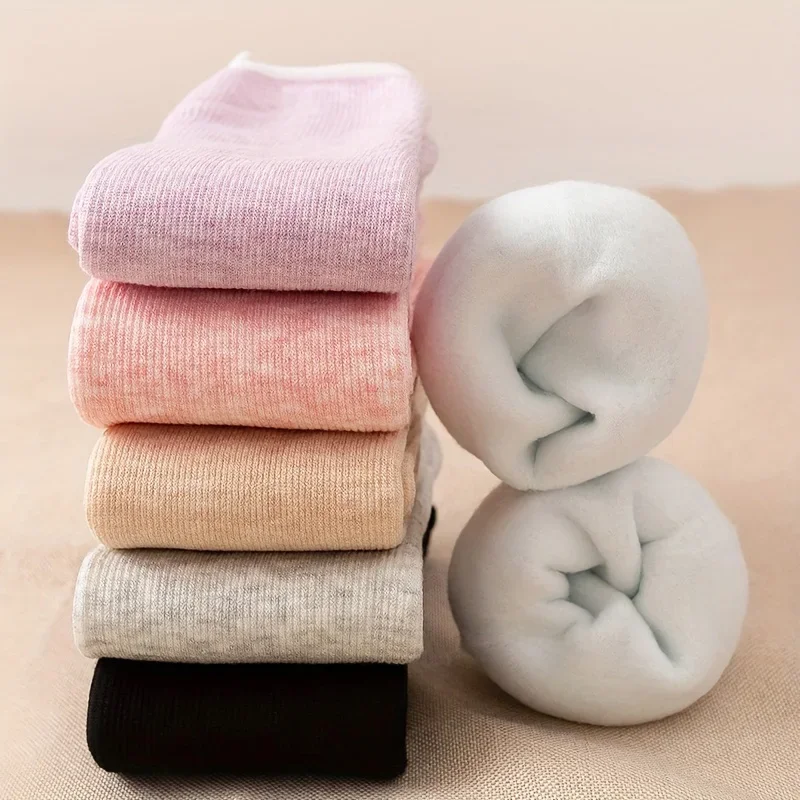 

6pairs/lot Winter Candy Colors Snow Women's Socks Warm Thick Plush Home Sleep Floor Cozy Sock Fashion Simple Solid Cute Sox Girl