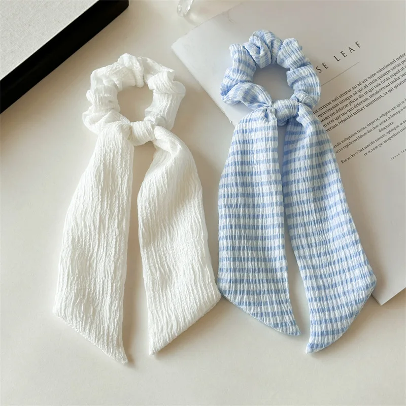 Elegant Ribbon Hair Scrunchies - Pack of 2, High Elasticity & Versatile Design