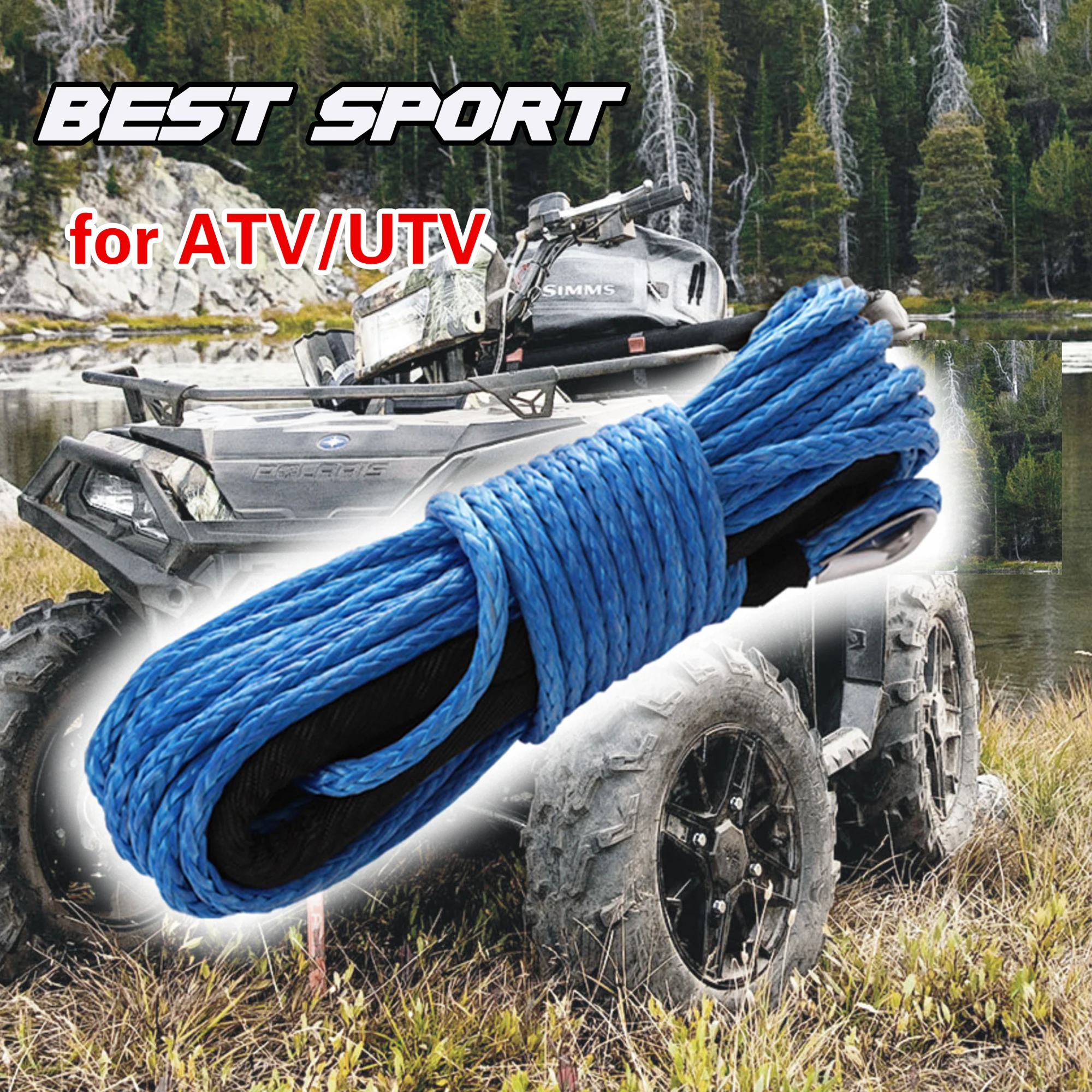Sport 6mm x 15m 7700LBs Synthetic Winch Line Cable Rope For ATV UTV winch rope set,winch rope
