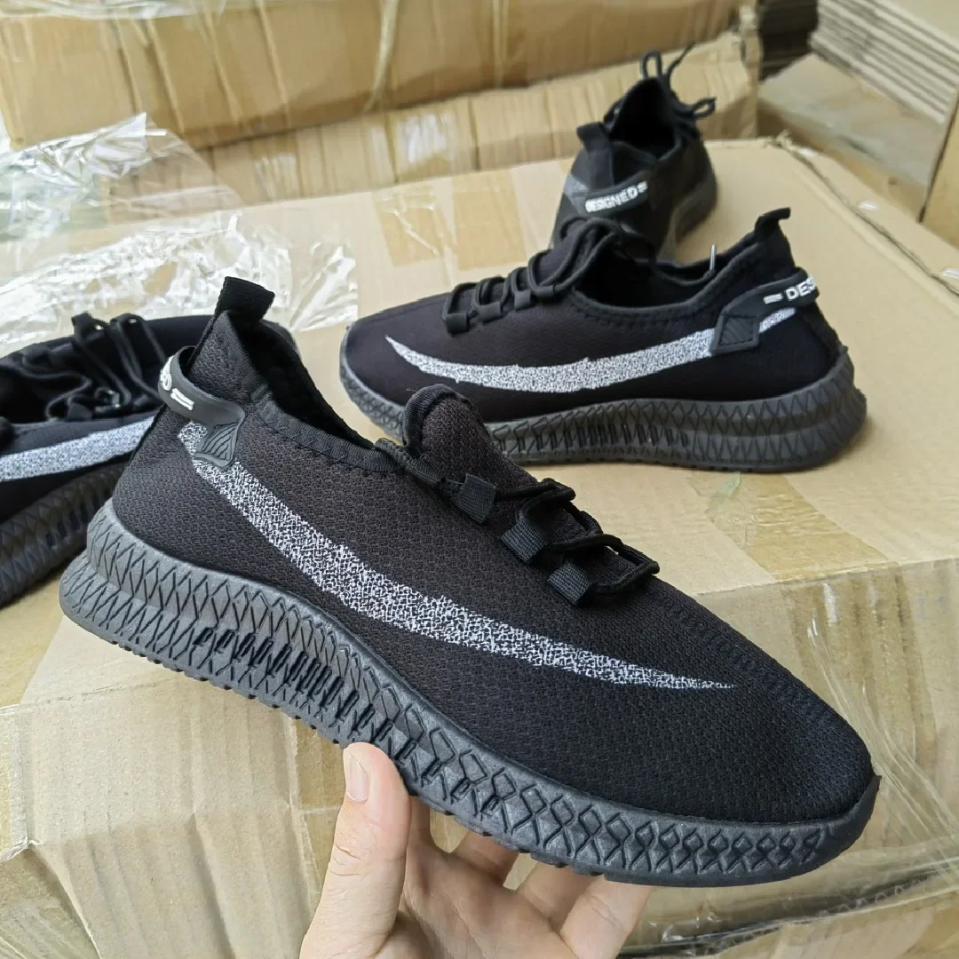 Sports shoes for men  New breathable and trendy spring and autumn sports shoes fly woven casual mesh cloth shoes