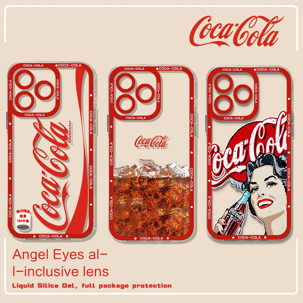 Чехол для телефона FashionC-Coca-C-Cola для iPhone 15 14 13 12 Mini 11 Pro Max X XR XS 6 7 8 SE20 Plus, мягкий силиконовый прозрачный чехол