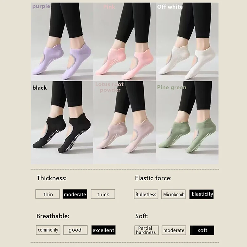 Chaussettes de yoga coordonnantes en silicone pour femme, chaussons respirants anti-fone, chaussettes de danse de sport, barre Pilates, 1 paire