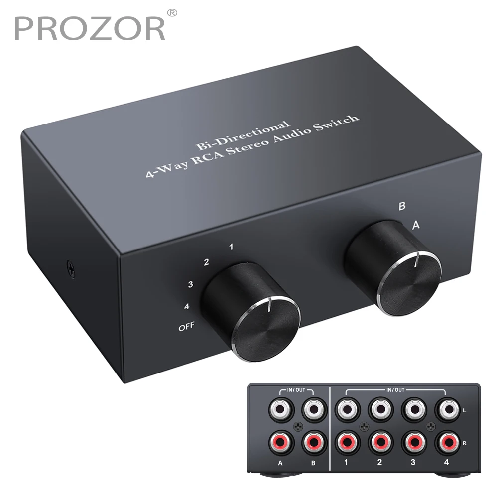 PROZORBiDirectional4WayRCAStereoAudioSwitchSelector4X22X4L