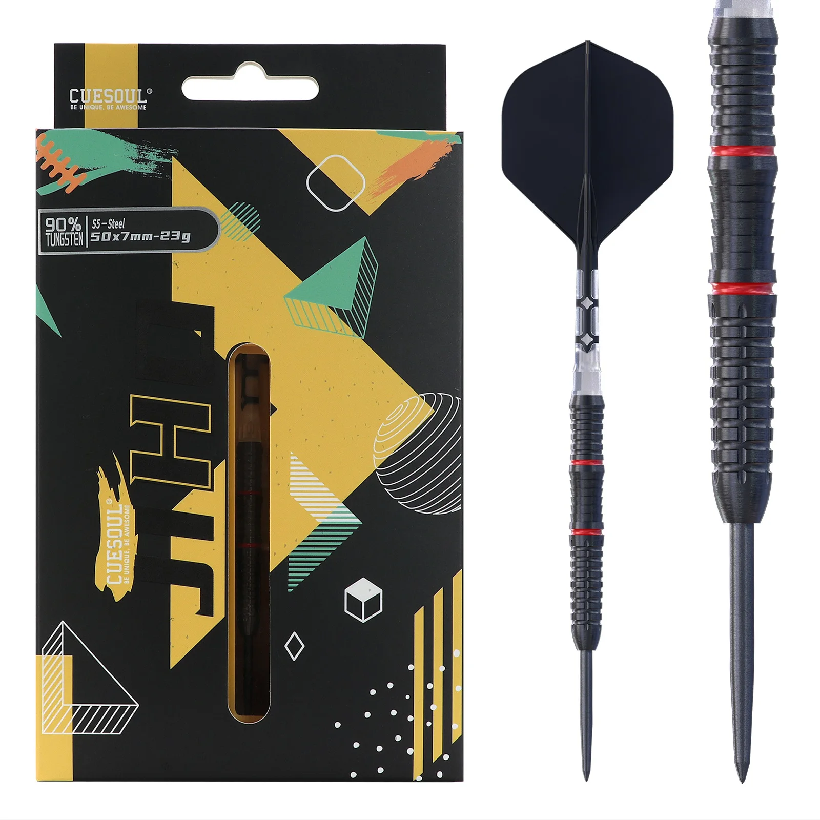 CUESOUL JIHO S5 23g Steel Tip 90% Tungsten Dart Set with Titanium Coated steel coated fixed shank drill tungsten alloy big shank drill 3 handle 3d fried dough twists drill 0 21 1 20 interval 0 01 tools