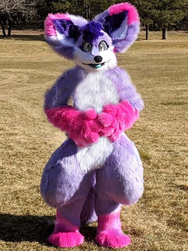 

Husky Fox Mid-length Fur One Mascot Costume Walking Halloween Suit Role-playing Furry Cosplay Costume
