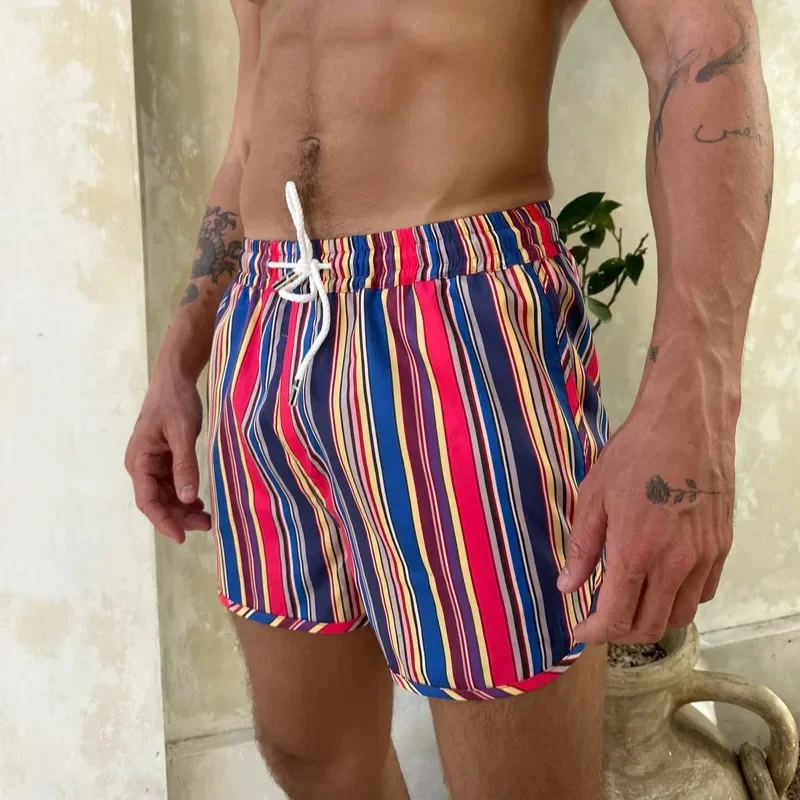 Quick Dry Polyester Woven Full Print Single Layer Beach Shorts Men's Casual Sporty Boarding Pants Comfortable Breathable Summer