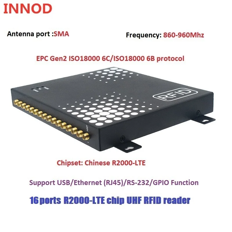 

High Performance UHF RFID Reader RS232/TCP IP/USB Long Range 30m RFID 4ports UHF Reader for Warehouse Management