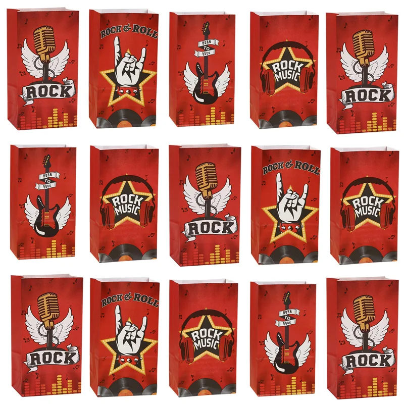 16pcs Rock and Roll Goodie Treat Bags 파티 호의 Rock N..