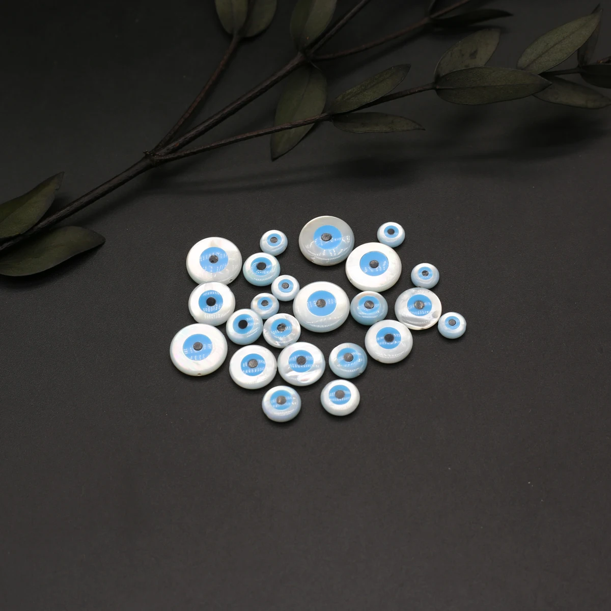 

20PCS Blue Demon Eyes Beads Natural Shell Evil Eye Design Spacer Beads Handmade Jewelry Making Bracelet Necklace Charms