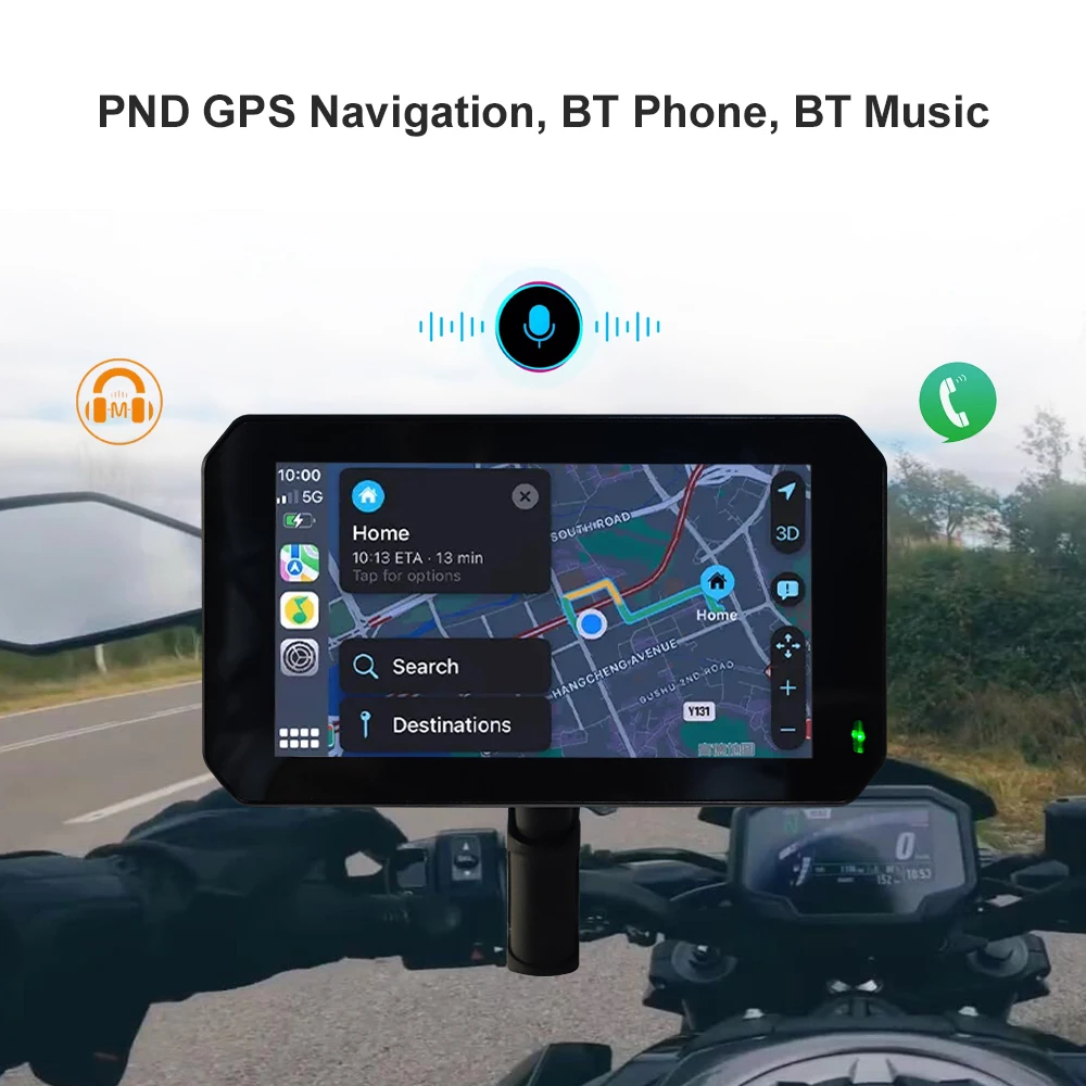 TPMS real time tire pressure DVR Dual camera 1080P Wireless CarPlay android auto Display screen for Motorcycles gps Navigation