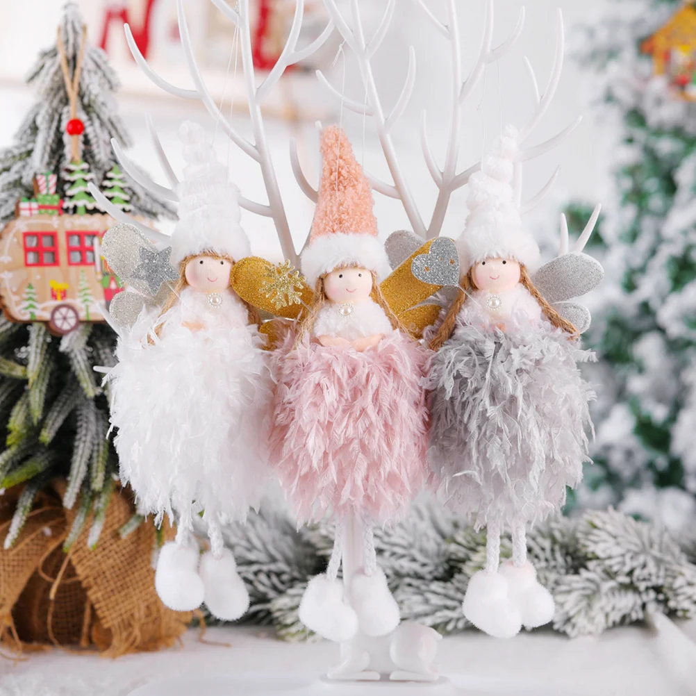 

3 Pcs Cute Christmas Tree Decoration Pendant Angel Pendants Fabric