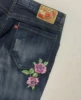 Classic Washed Solid Baggy Jeans High Street Pocket Embroidery Flower Design Wide Leg Pants Y2k Fashionable Flare Jeans 5