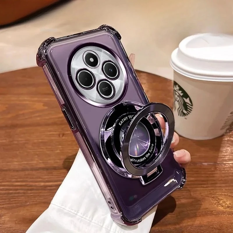 Clear Shockproof Plating Case with Magsafe Magnetic Stand Holder Cover