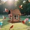 Pet Supplies Hanging Bird Feeder House Shape Large Capacity Bird Food Bowl Windproof Metal Bird Feeding Equipment Porch