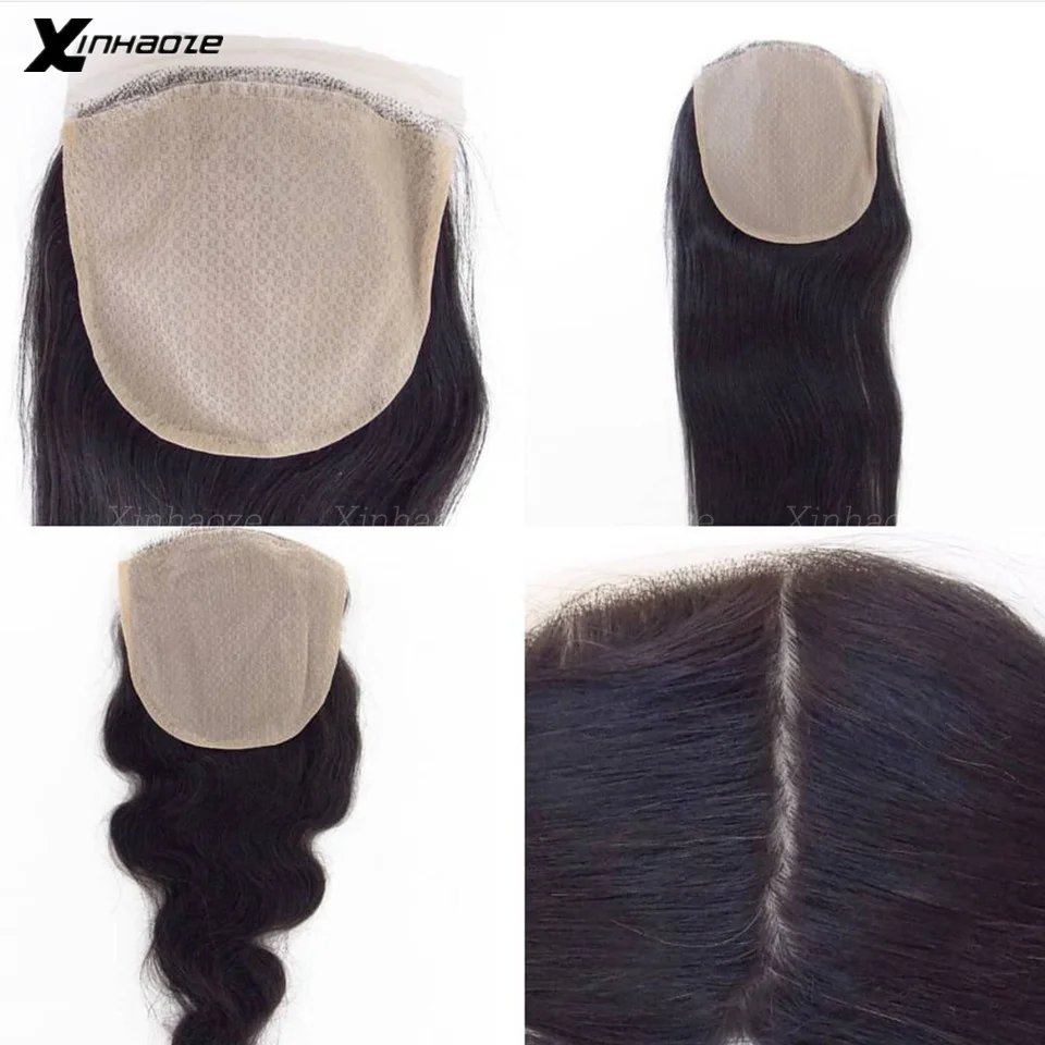 #4 Dark Brown j5x5 Silk Base Closure Brazilian Human Hair Closure Body Wave With Baby Hair Free Part Bleached Knots