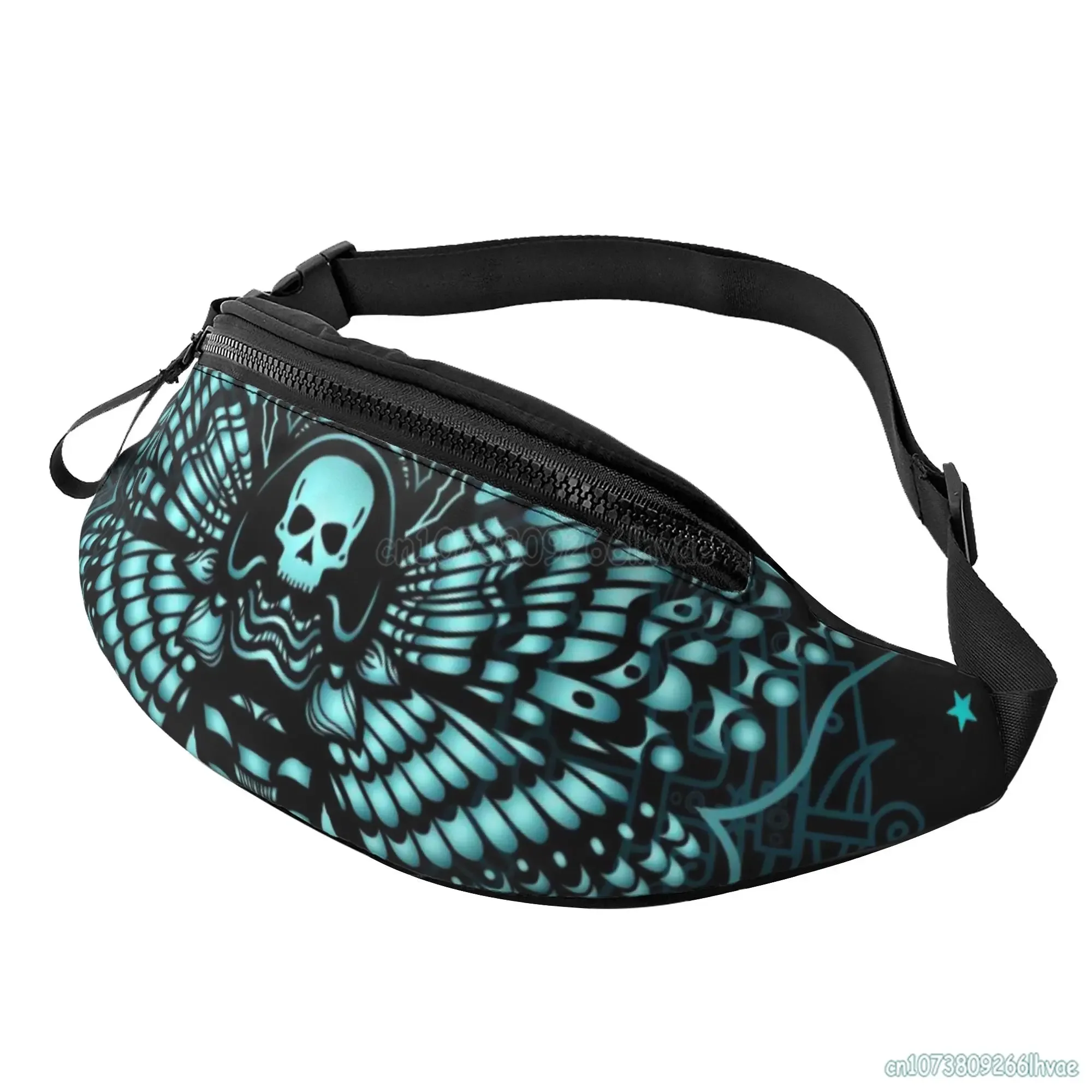 

Mystical Moth Skull Dead Head Fanny Pack for Women Man Sport Travel Waist Packs Adjustable Waist Bag Crossbody Sling Bag