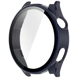 Premium Tempered Glass & PC Protective Case for Smartwatch - Full Shell Screen Protector Bumper Cover (Blue)