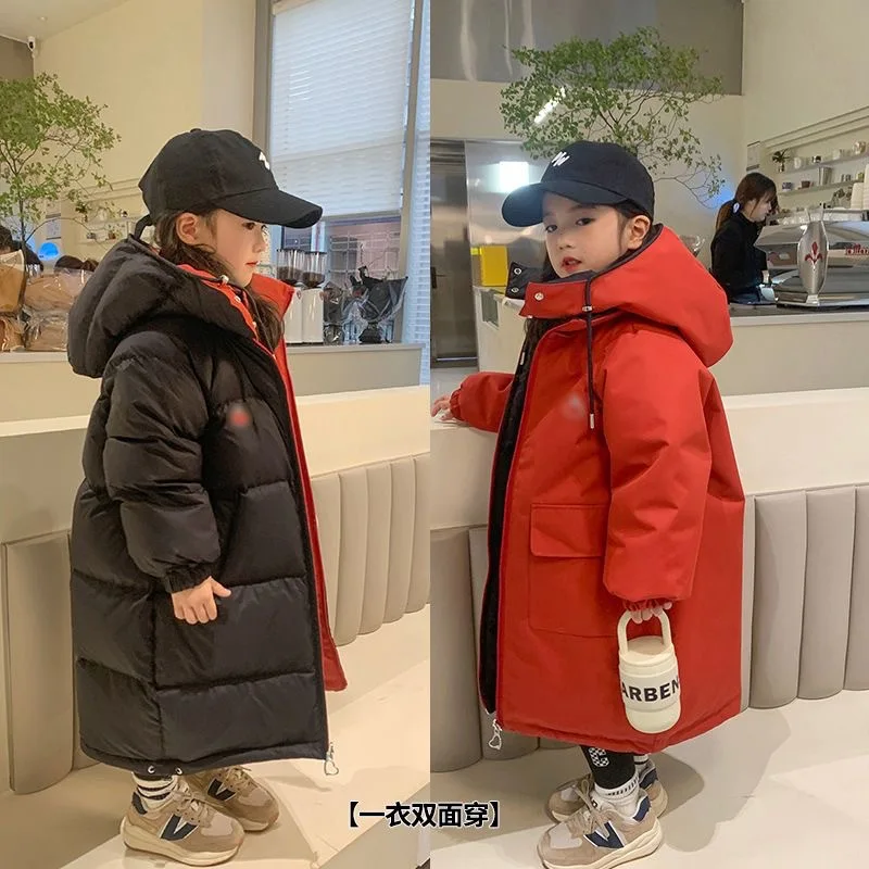 Winter Thick Cotton Coats For Girls Hooded Jackets Kids Outerwear Clothing Baby Long Warm Parka Snowsuit CH28 down jacket children jackets girls coat