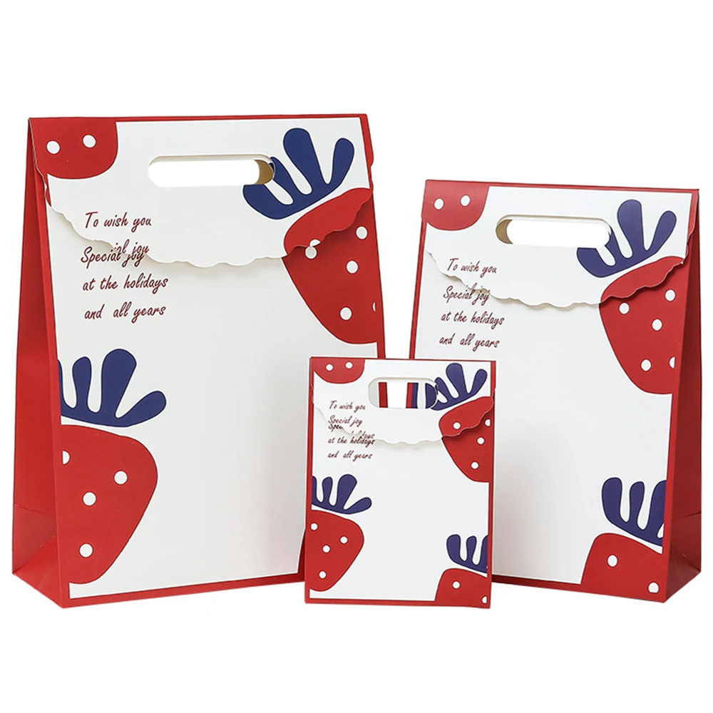 10Pcs Tote Strawberry Bag with Necklaces Rings Earrings Birthday Gift with Accompanying Hands For Wedding Party Valentine's Day