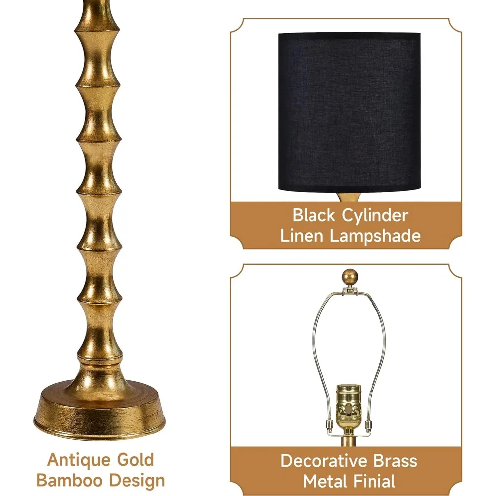30.5" Gold Buffet Lamps Set of 2 with Black Shade, Buffet Table Lamps Set of 2 for Living Room, Black Gold Lamps for Dining Room 5