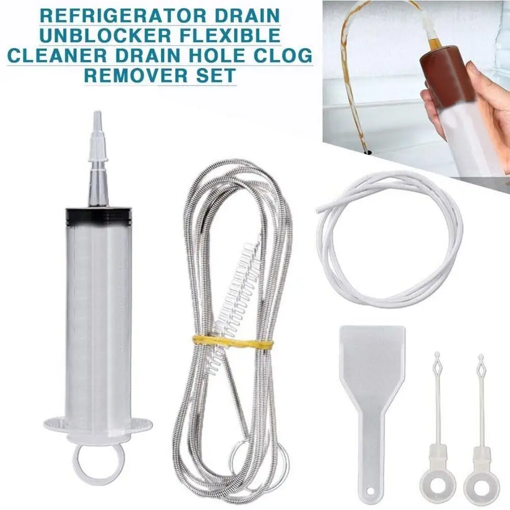 

1.5M Hose Clean Brush Kit For Refrigerator Drain Wash Brush Suction Syringe Fridge Drain Hole Cleaner Tool Accessories