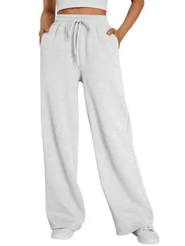2026 New Harajuku Wide Leg Sweatpants Women Streetwear Baggy Oversize Gray Sports Pants Woman Drawstring Casual Joggers Trousers 1