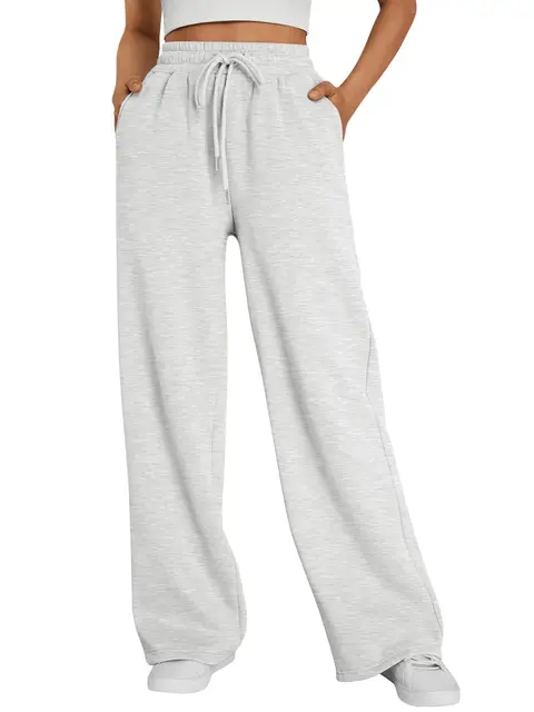 2026 New Harajuku Wide Leg Sweatpants Women Streetwear Baggy Oversize Gray Sports Pants Woman Drawstring Casual Joggers Trousers 1