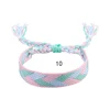 Boho tissé broderie amour poignet tricoté Bracelets d'enveloppement corde à la main tissage tressé glands ethnique femmes hommes bijoux