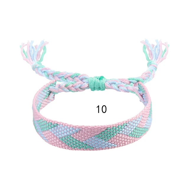 Boho tissé broderie amour poignet tricoté Bracelets d'enveloppement corde à la main tissage tressé glands ethnique femmes hommes bijoux