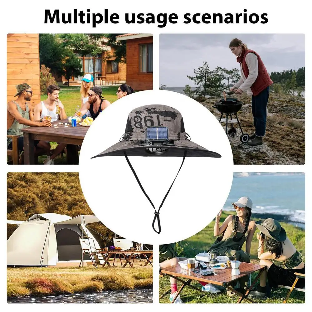 Fishing Hat With Solar Fan Hat With Rechargeable Fan Lightweight Fishing Hats Outdoor Sunshade For Mountaineering Outdoor