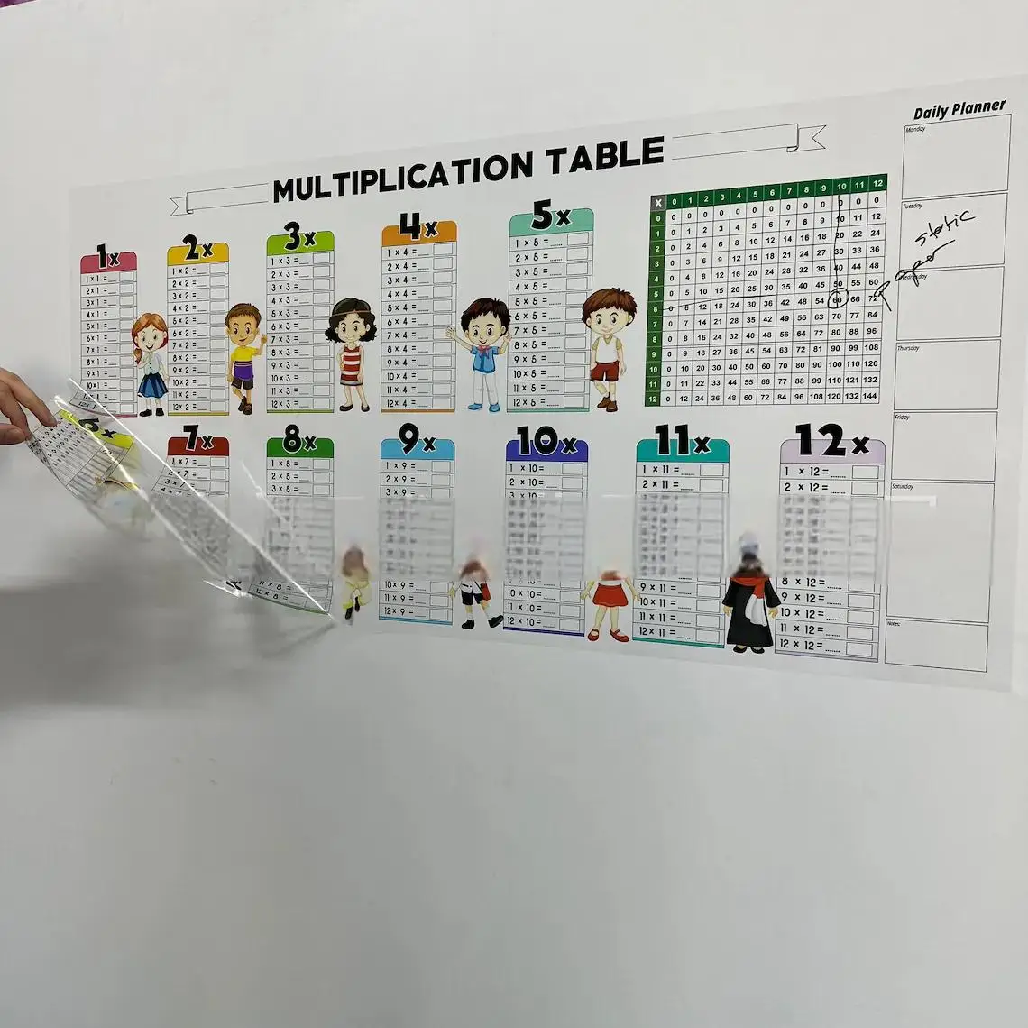 Dry erase multiplication table Educational Dry Erase Color Multiplication Kids Transparent Multiplication Table Reusable Colorful Mnemonics