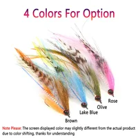 #2/0 15cm/5.91inch Big Streamer Baitfish Fly Flash Grizzly Saddle Hackle Bait Trout 3