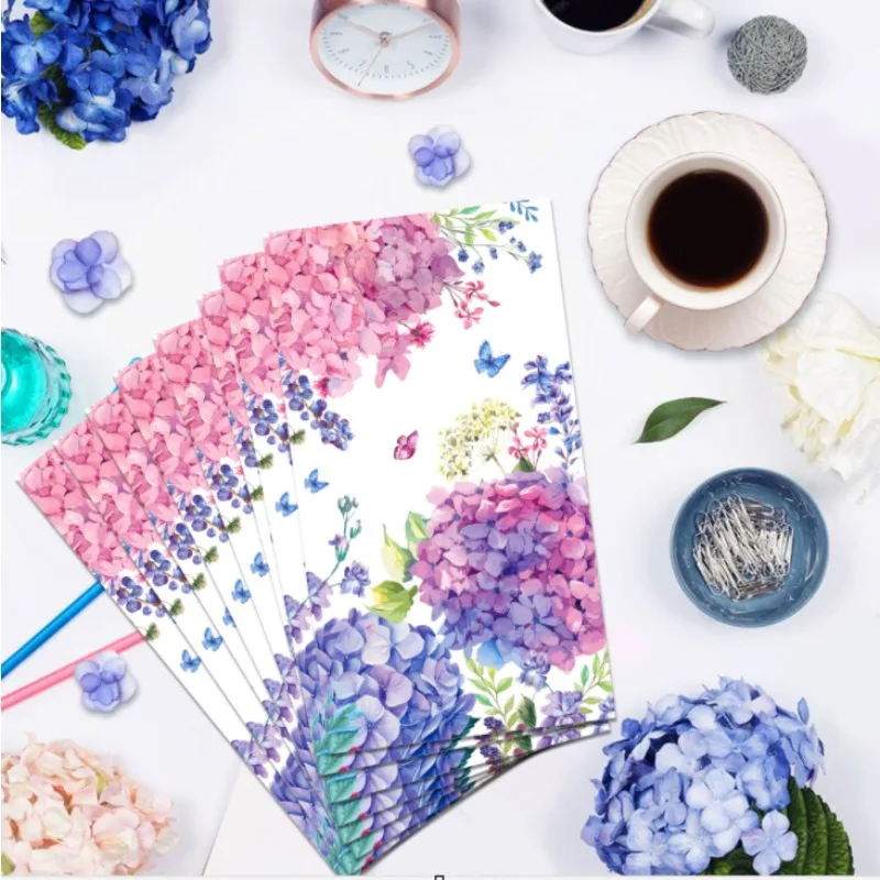 20pcs/Pac 34.2*40.6cm 2-Ply Hydrangea Flower Printed Long Paper Napkins Party Paper Placemats Decorative Napkins