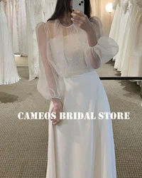 SONDR Custom Made 웨딩드레스 Puff Sleeves Wedding Dresses Two Pieces Korea Satin Lace Evening Ivory Bride Gowns Women Bridal Dresses