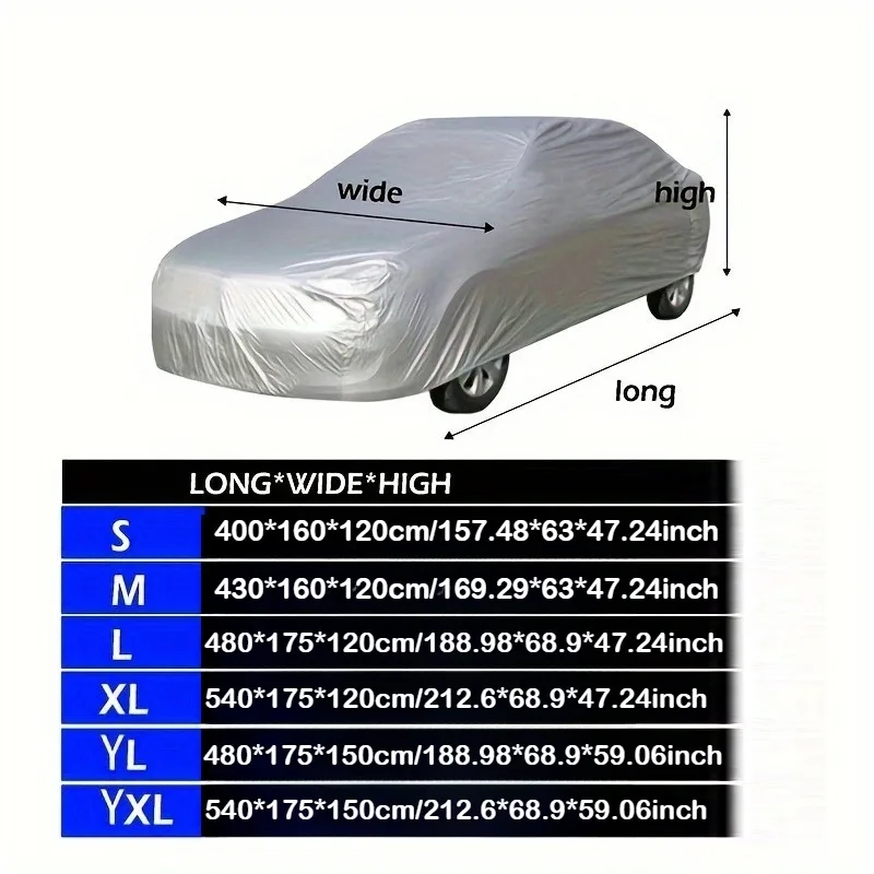 All-Season Universal Silver Car Body Cover, Enhanced Protection