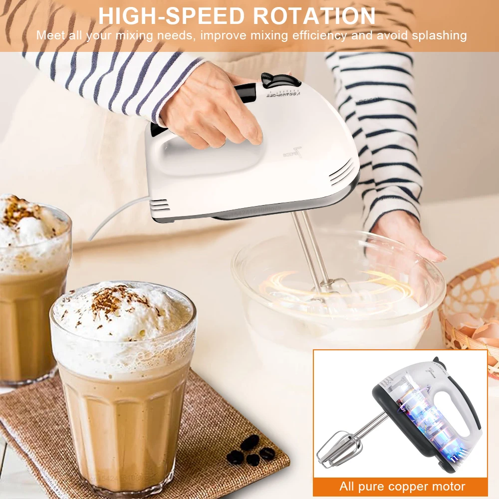 Handheld Electric Egg Beater Portable Automatic Food Mixer 7 Speeds Electric Hand Blender For Baking Cake, Egg White, Cream 4
