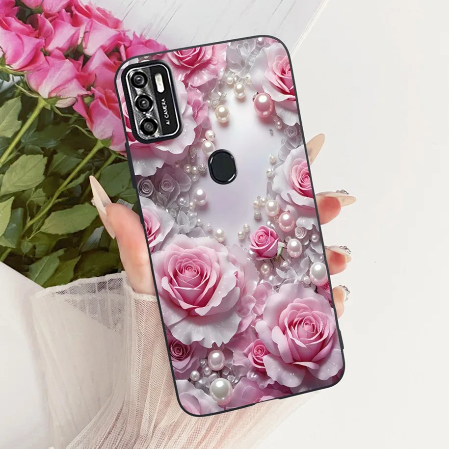 Floral Soft Black Silicone Bumper Phone Cover