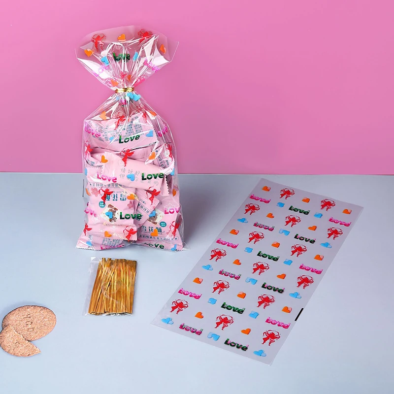 100 Sacchetti Regalo Di San Valentino In Plastica Con Manici (50 Rossi + 50 Rosa) 16x24 Cm - Per Caramelle, Cioccolatini E Bomboniere - 2
